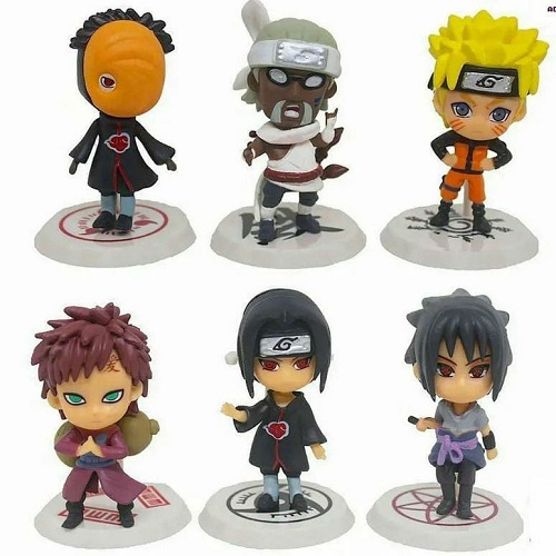 Naruto Set Of 6 | Set Of 6 Small Naruto Action Figure | Model Collection Kids Toy | ZabuzaHakuKakashiSasuke Model For Kids