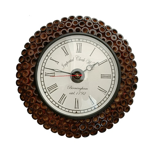 Handmade Wooden Bass Style Wall Clock Imported Roman Dial